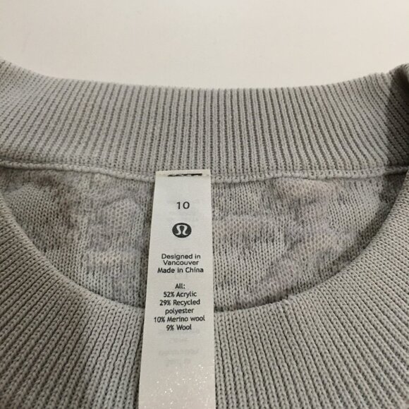 Lululemon Sweater Womens Size 10 Jacquard Texture Crew Neck Gray - Picture 4 of 9